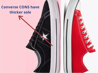 converse cons have a thicker sole as compared to the classic converse