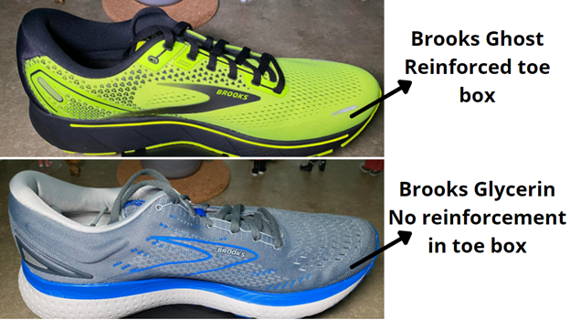 Brooks Ghost 14 have a more reinforced toe area as compared to Brooks Glycerin 19