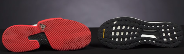 outsole of tennis shoes feature herringbone pattern