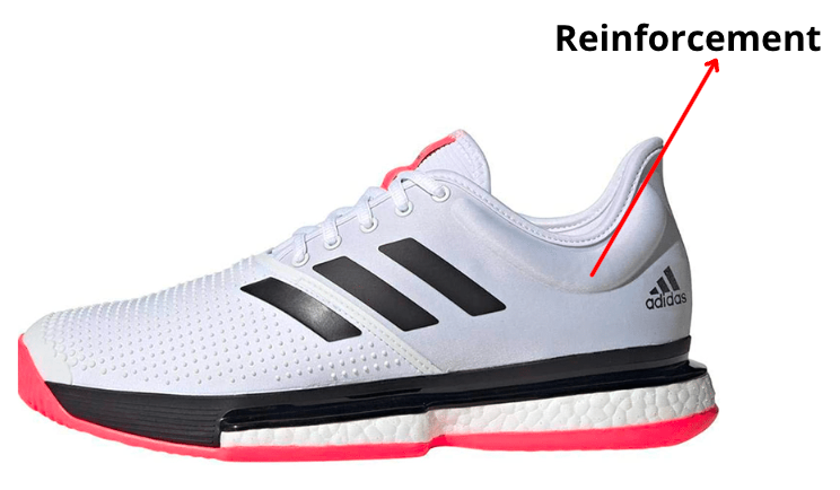 reinforced heel collar in Adidas tennis shoes